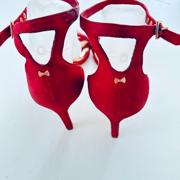 Ted Baker Ulanis Red Suede High Heel Sandals Shoes UK 8.5 EU 41.5 US 11 - Picture 2 of 8
